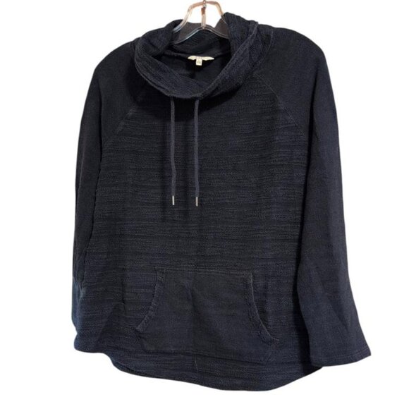 crown & ivy Sweater Pull-over Navy Blue Long Sleeve Funnell drawstring Neck - Picture 1 of 7